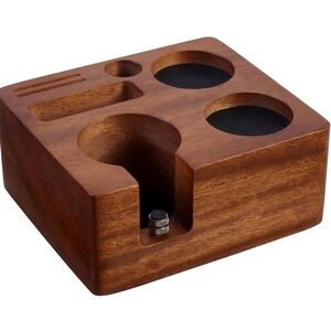 Tamping Station for Portafilters Solid Wood Espresso Access 5-Slot Organizer